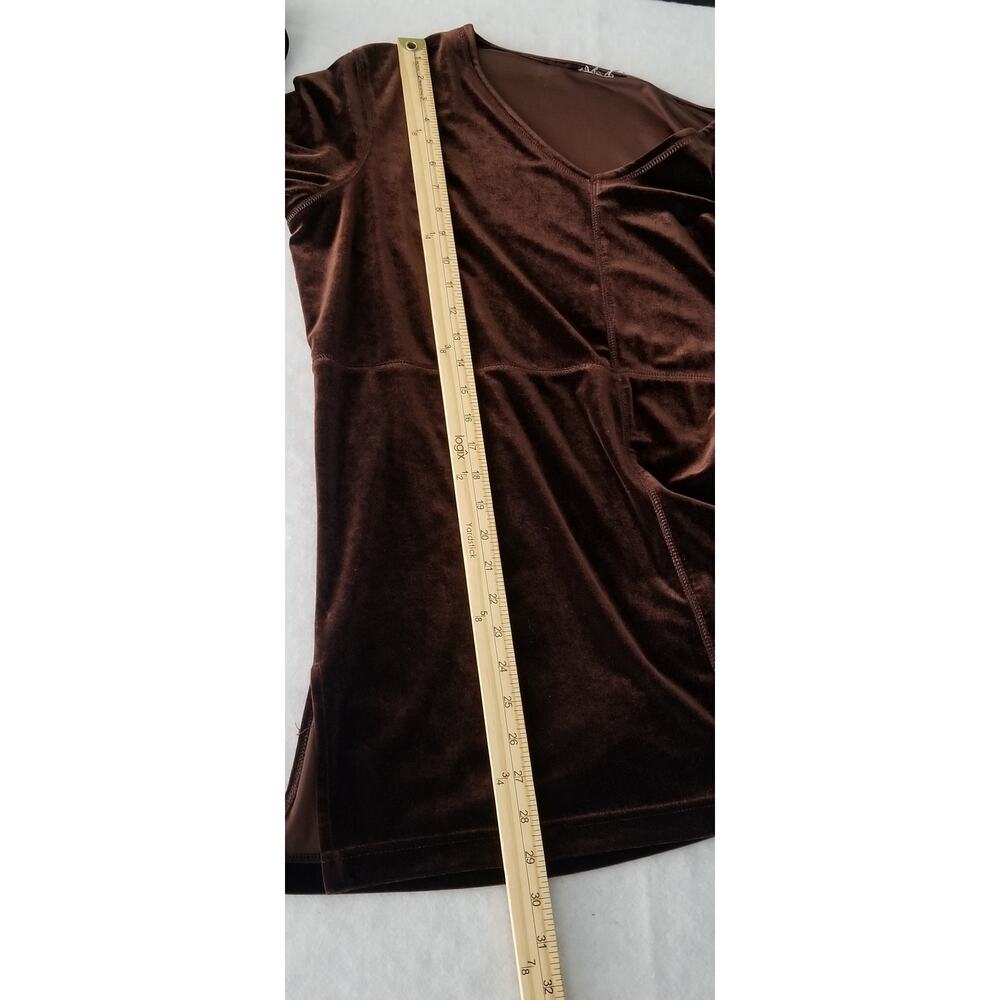 Avenue Women's Velour Loungewear Set, Brown 2Pc Blouse and Pant Size 14/16 Tall - Picture 10 of 16